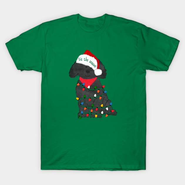 Labradoodle Decorated with Christmas Lights T-Shirt by EMR_Designs